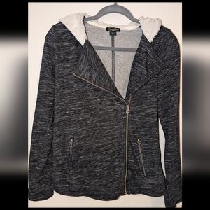 Lucky Brand Faux Fur Moto Hoodie Size Medium
